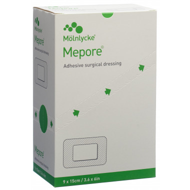 Medicazione per ferite Mepore 15x9cm Tampone per ferite 10x5cm 50 pezzi