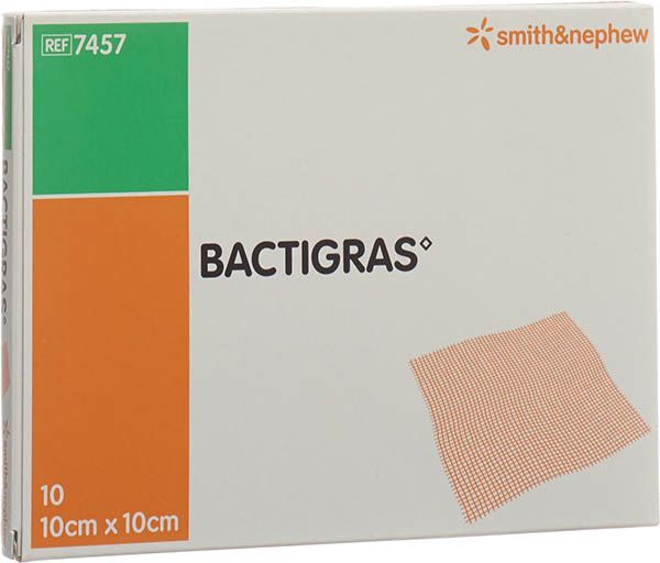Medicazione in garza Bactigras 10cmx10cm 10 Btl