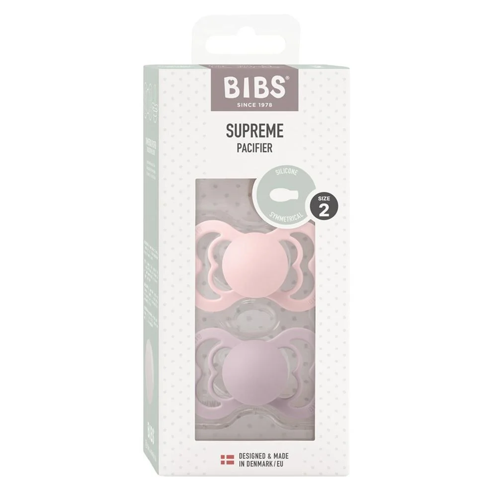 BIBS Silicone simmetrico 6-12m blos dus lil 2 pezzi