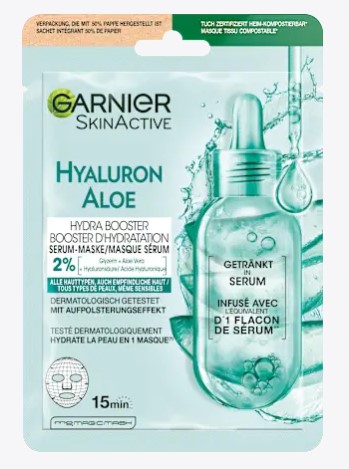 Garnier Maschera panno pelle Hydra Bomb Acido Ialuronico + Aloe Vera 28g