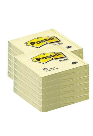 Post-it note adesive 76x76mm giallo 12 x 100 pezzi
