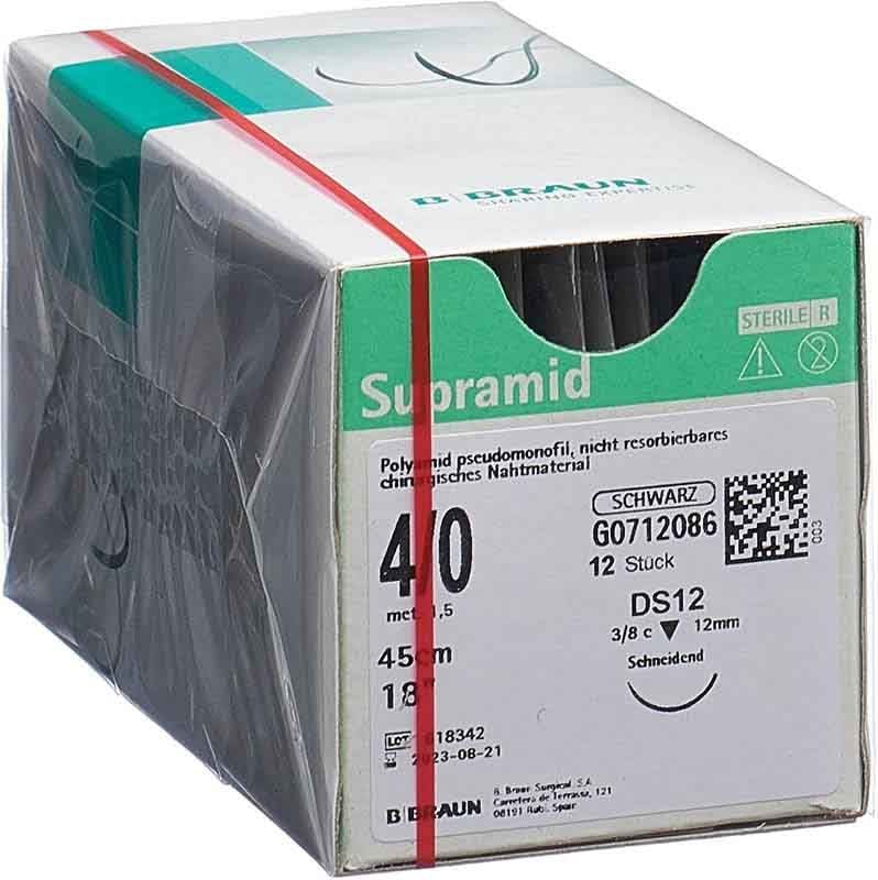 Supramid 45cm DS 12 4-0 nero 12 pezzi