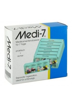 Medi-7 dispensatore di farmaci 7 giorni tedesco/francese/italiano turchese