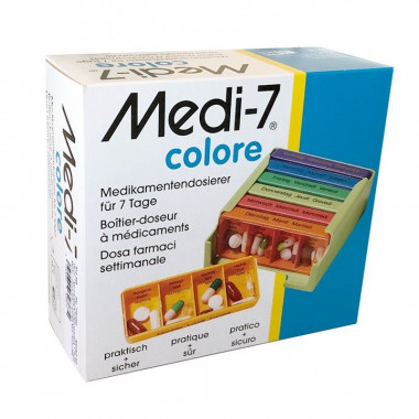 Sahag Medi-7 dispensatore di farmaci 7 giorni 4 scomparti al giorno turchese francese