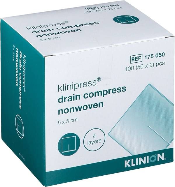 Klinion compresse a fessura in tessuto non tessuto 5x5cm sterili, 50 x 2 pezzi