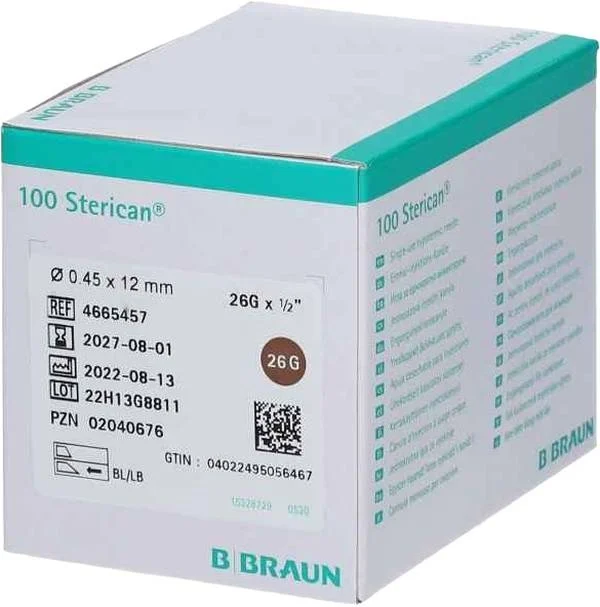 Cannula Sterican G26 0,45x12mm 1/2 lunga br 100 pezzi