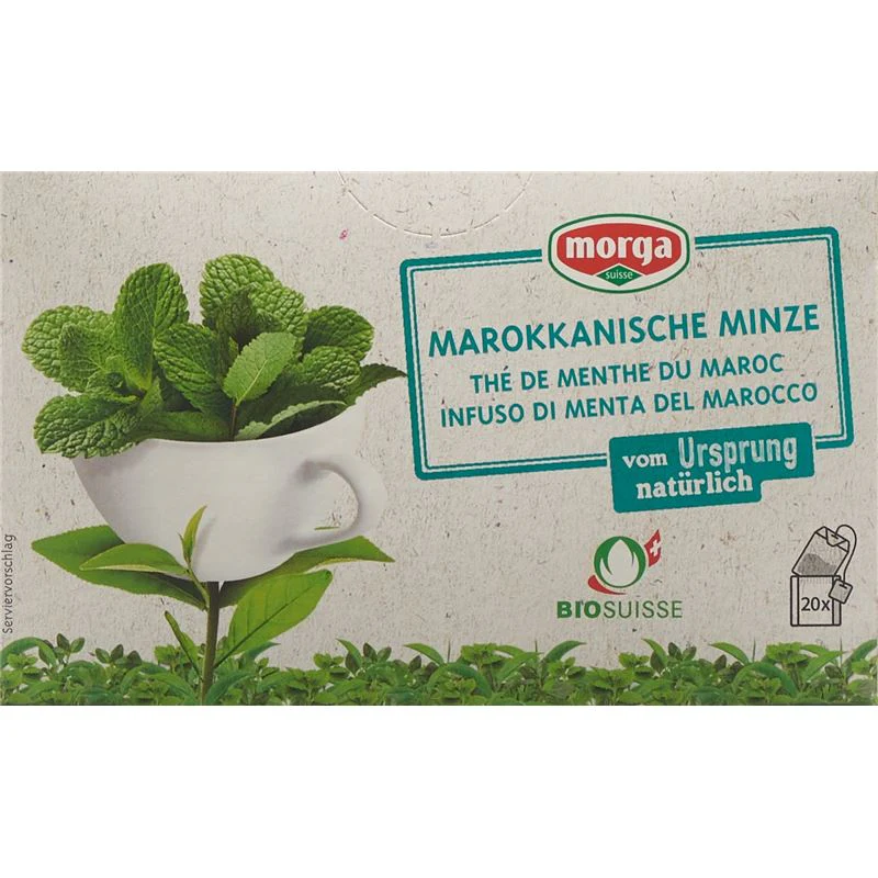 Tè Morga alla menta marocchina con miele, certificato Knospe Bio, 20 bustine