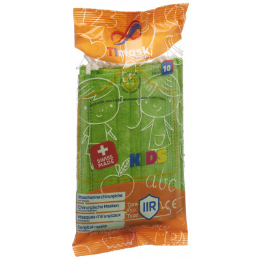 TImask maschera medica monouso tipo IIR KIDS verde acido 10 pezzi