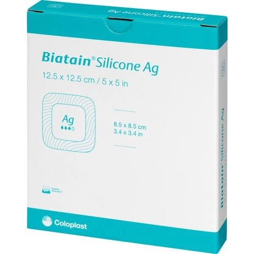 Medicazione in schiuma Biatain Silicone Ag 12,5x12,5 cm Soft Hold 5 pezzi