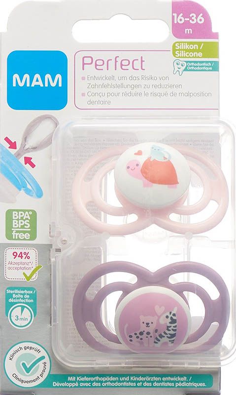MAM Perfect Nuggi Silicone 16-36 mesi Bambina 2 pezzi