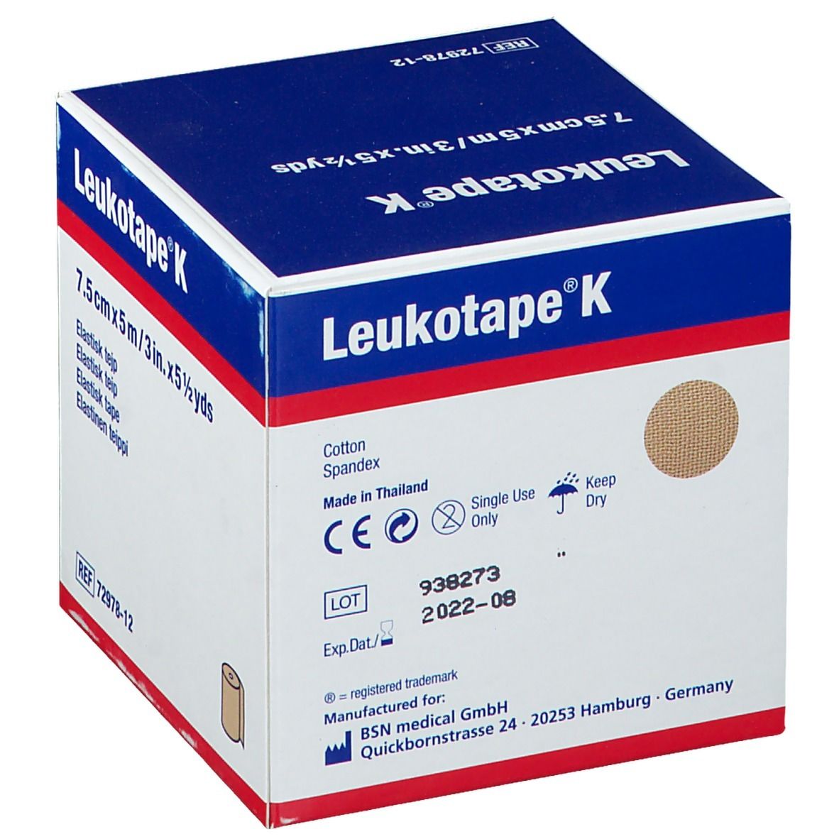 Nastro kinesiologico Leukotape® K 5mx7,5 cm color pelle