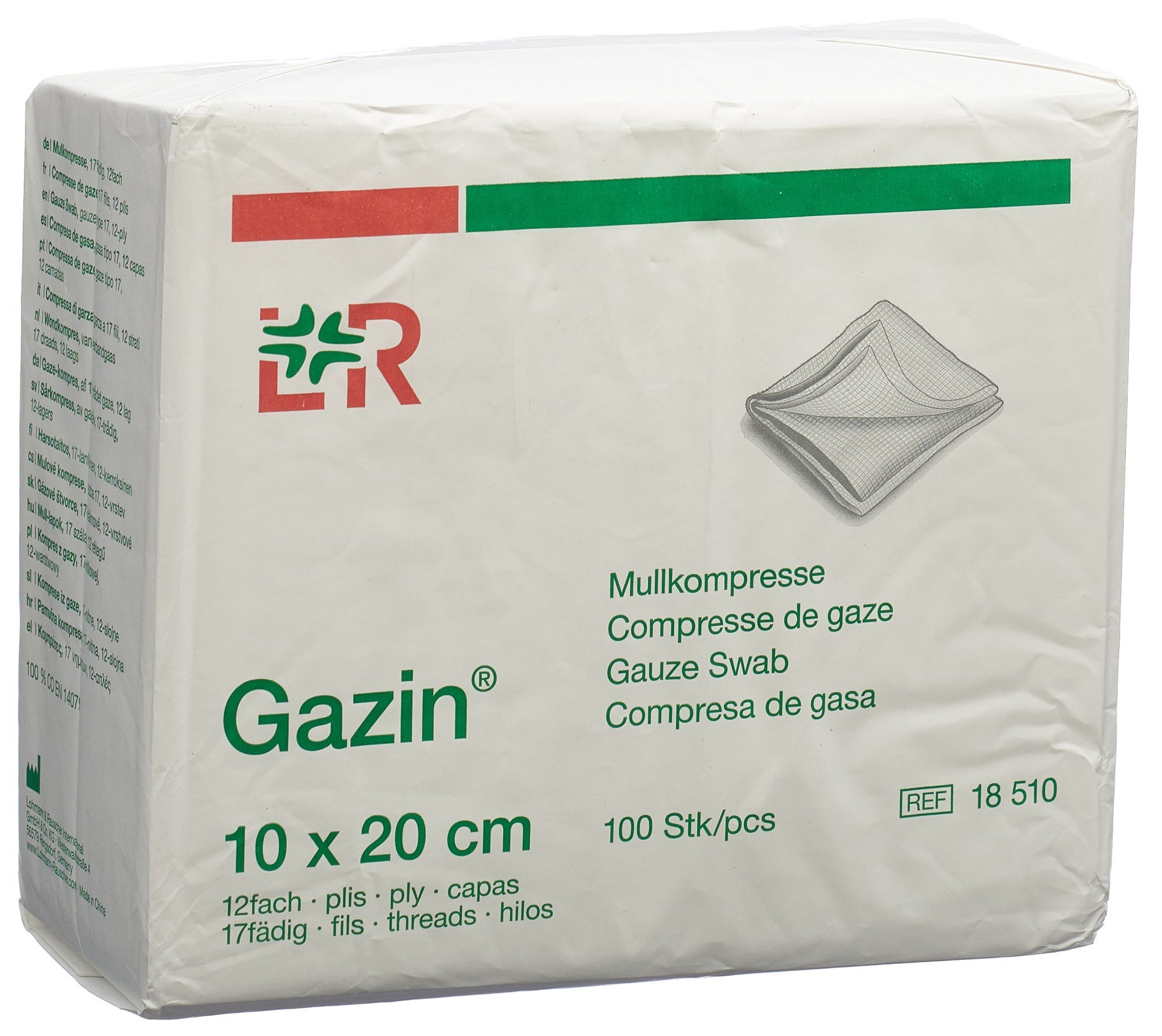 Gazin compresse di garza 10x20cm a 12 strati/17 fili senza RK 100 pezzi