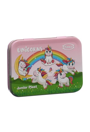 FLAWA Junior Plast Strips Unicorni Scatola di latta 20 pezzi