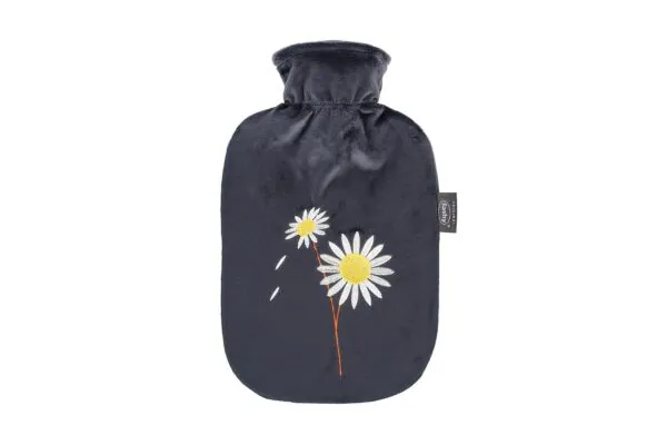 FASHY Borsa dell'acqua calda da 2 litri con copertura in pile e bastone in antracite