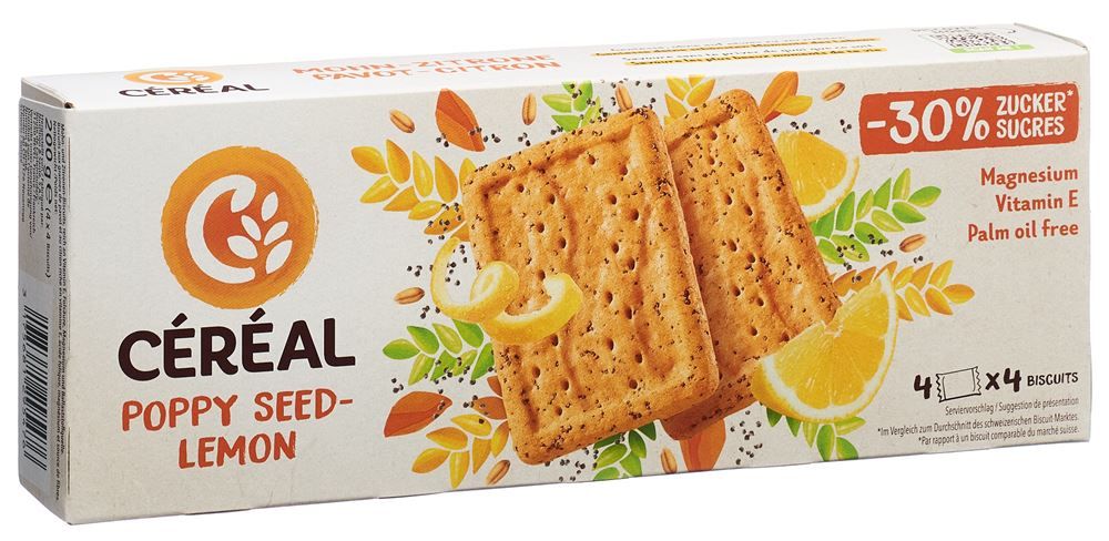 Biscotto Céréal al limone e semi di papavero