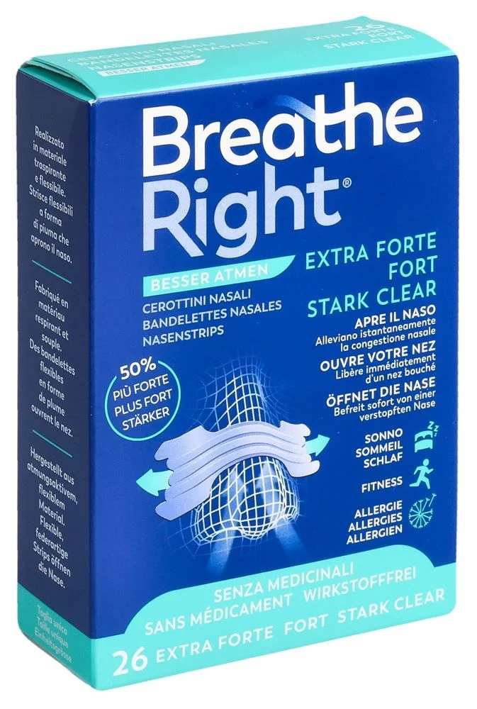 Cerotti nasali Breathe Right EXTRA Stren CLEAR 26 pezzi
