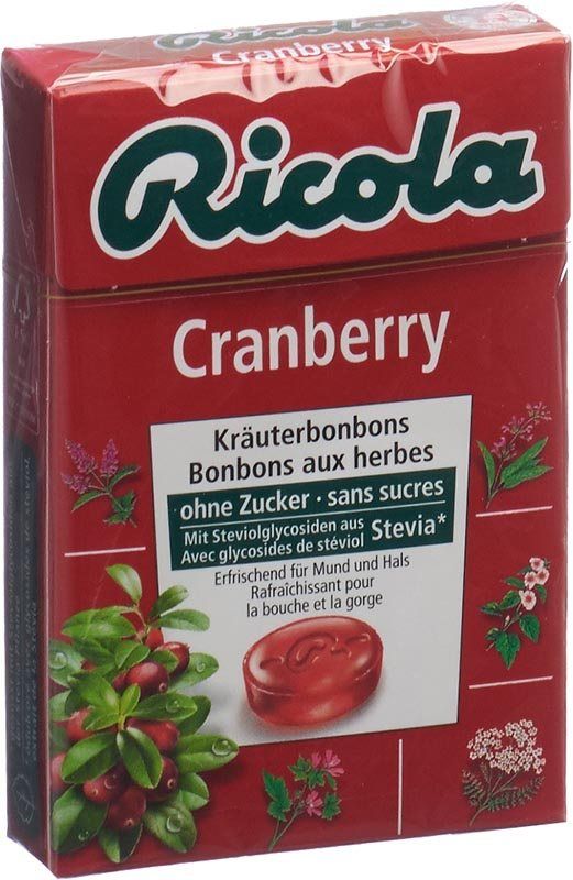 Ricola Caramelle alle erbe al mirtillo rosso senza zucchero con stevia confezione da 50 g