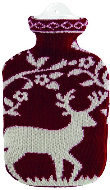 SÄNGER borsa dell'acqua calda da 2 l con coperchio in maglia rosso cervo