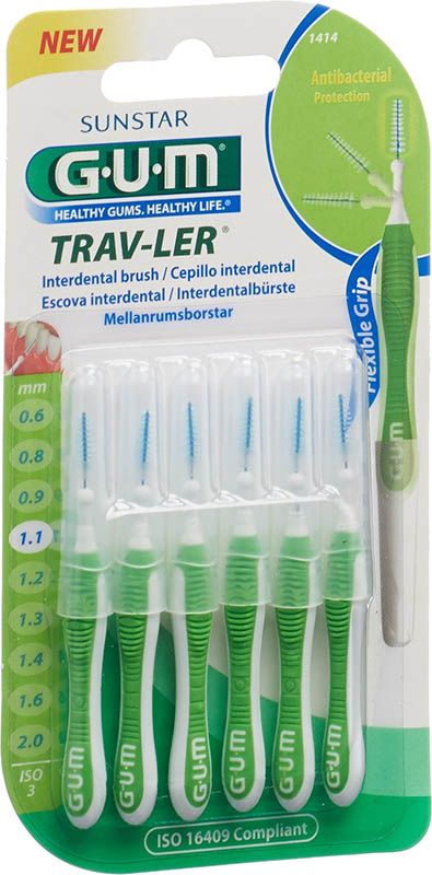 GUM Trav-Ler 1,1 mm ISO 3 conico verde 6 pezzi
