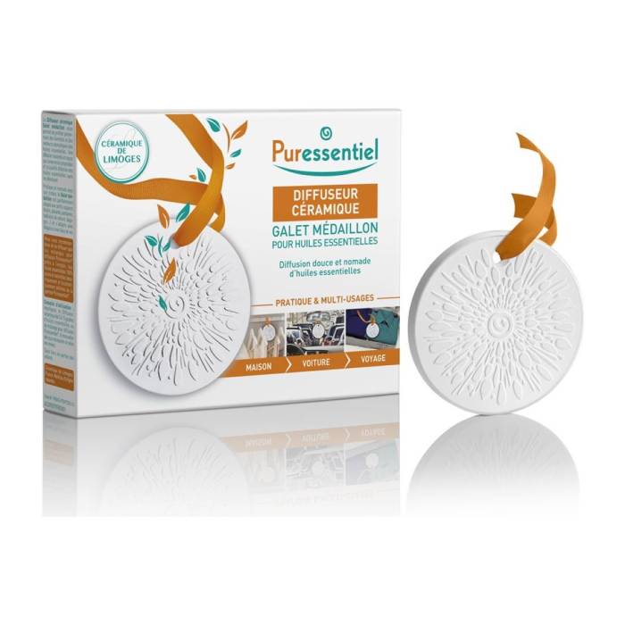 Diffusore in ceramica Puressentiel per oli essenziali pietra medaglione