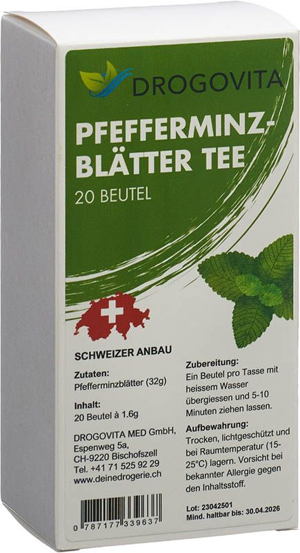 Drogovita Foglie di tè alla menta piperita Btl 20 pezzi