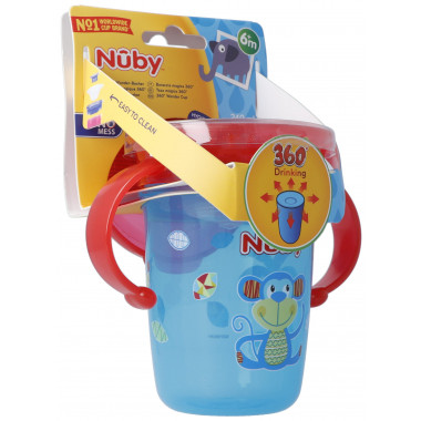 Tazza per bere Nuby 360° Wonder Cup 240ml con manici a prova di perdite