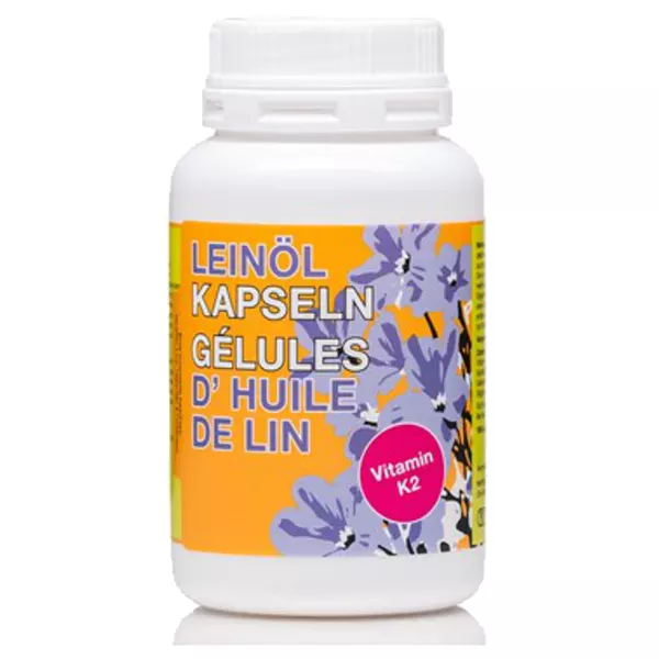 PHYTOMED Leinöl Bio 500mg+Vitamin K2 Kapseln Ds 180 Stück