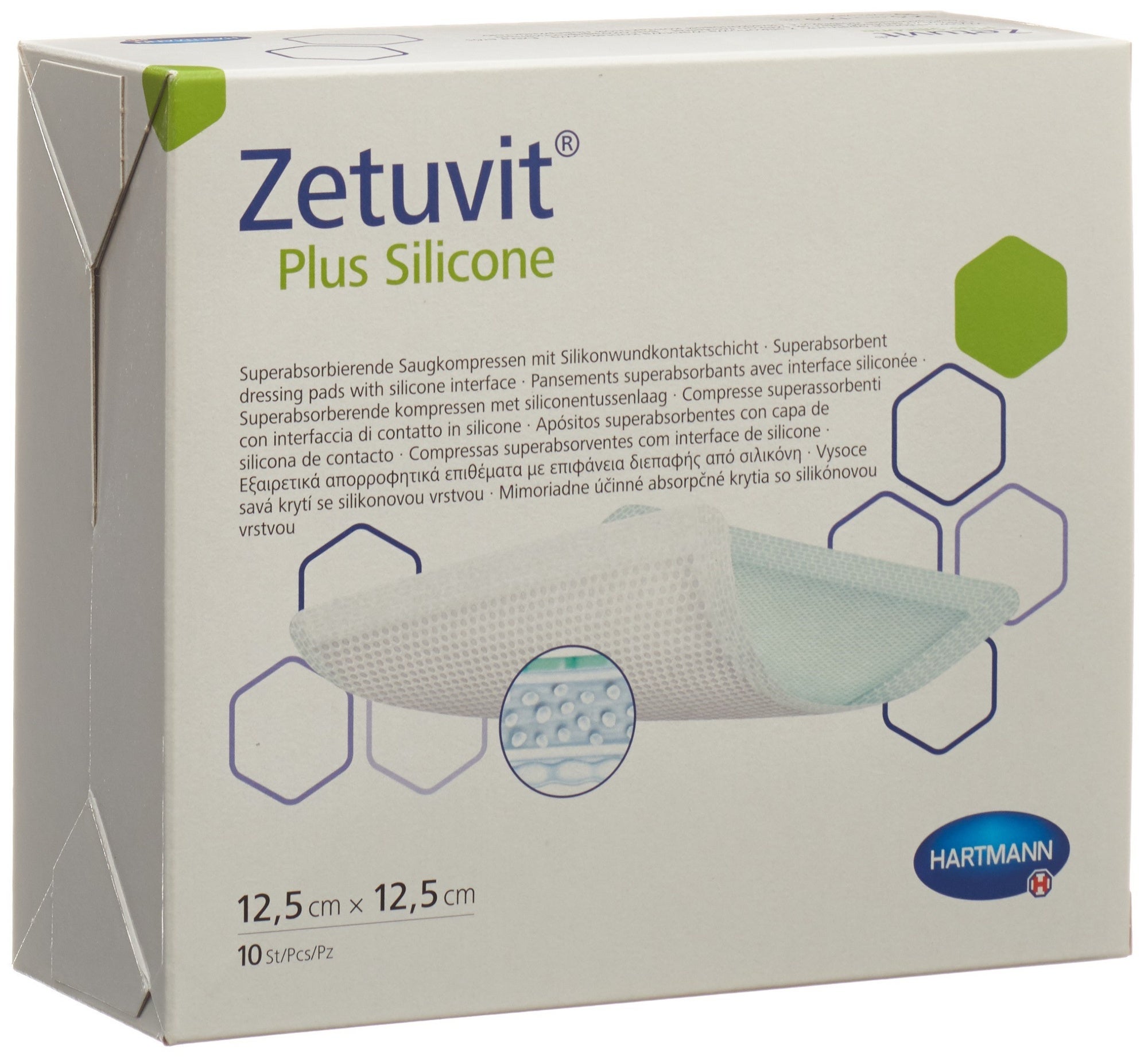 Zetuvit Plus Silicone 12,5x12,5 cm 10 pezzi