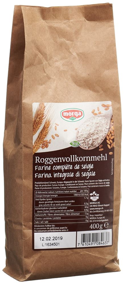 Morga Farina di segale integrale biologica Btl 400g