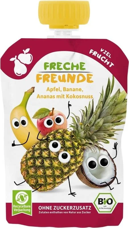 Amici sfacciati Mela Banana Ananas Cocco Spremuta 100g