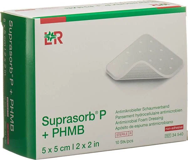 Medicazione in schiuma Suprasorb® P+PHMB 5x5cm 10 pezzi