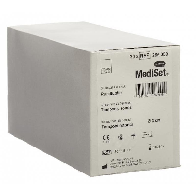 MediSet tampone rotondo 3cm sterile 30 Btl 3 pezzi