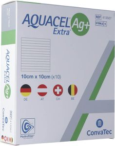 AQUACEL Ag+ Extra Compress 10x10cm 10 pezzi