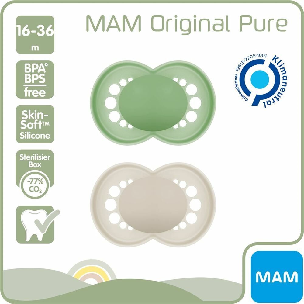 MAM Original Nuggi Pure silicone 16-36 mesi 2 pezzi