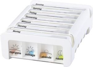 Anabox Medidispenser compatto 7 giorni bianco 4 scomparti Tedesco/Francese/Italiano
