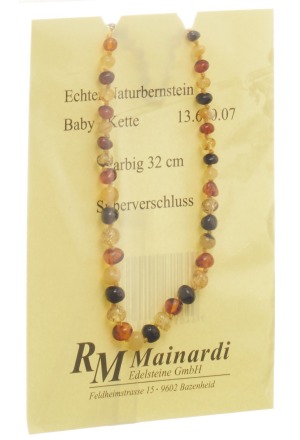 MAINARDI ambra naturale 32cm colorata chiusura in argento
