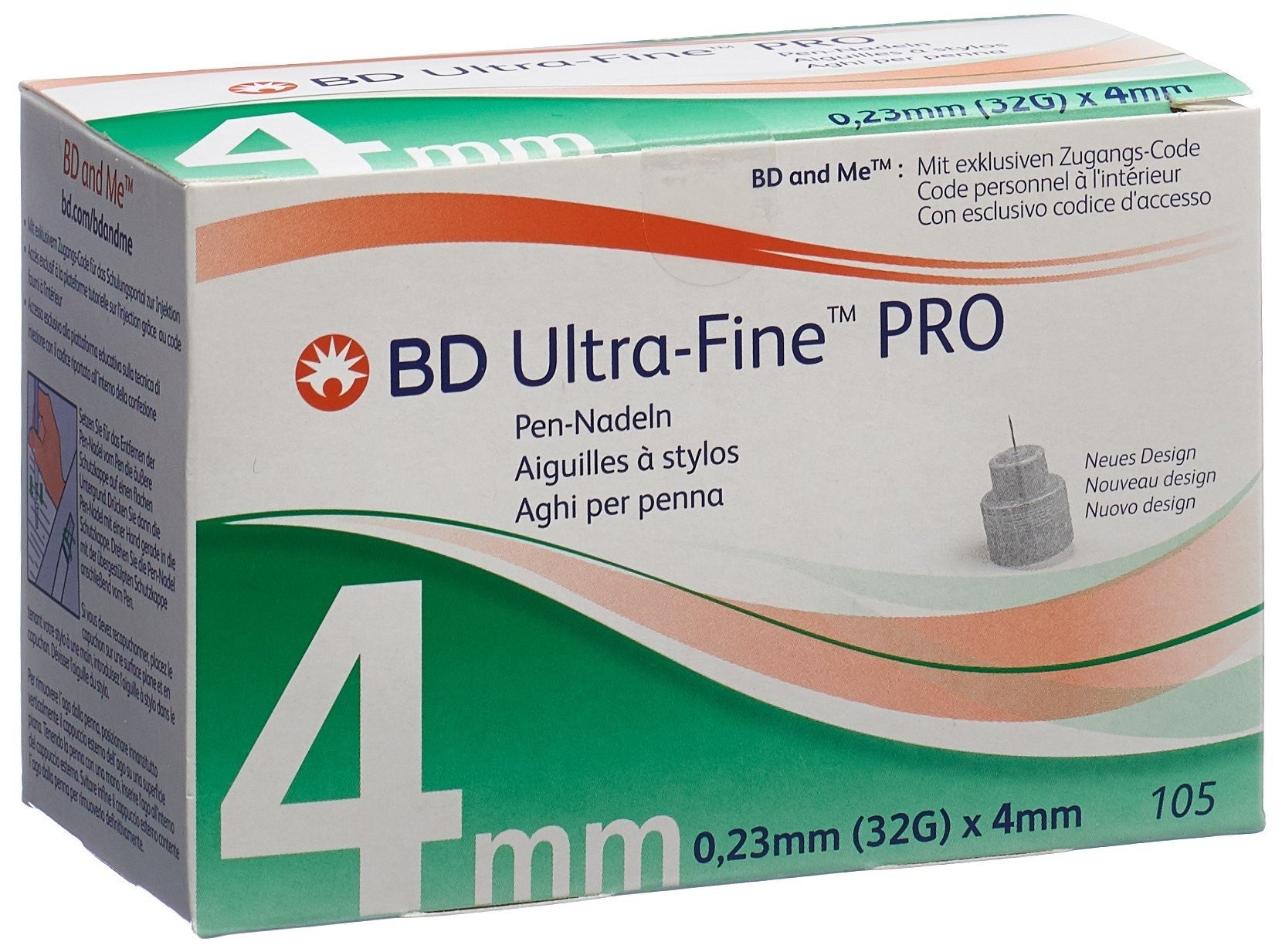 BD ULTRA-Fine PRO Ago a penna 32G 0,23x4mm 105 pezzi