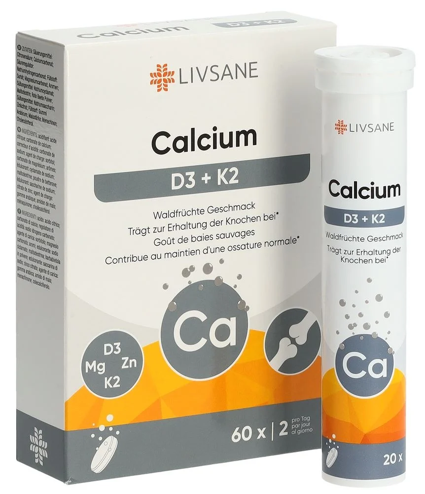 Livsane Calcio + D3 + K2 compresse effervescenti Ds 60 pz.