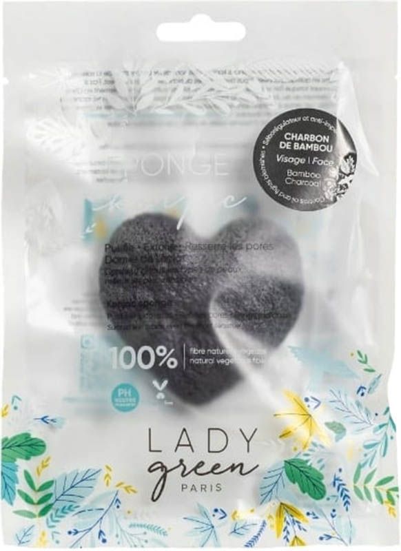 LADY GREEN Spugna viso Konjac al carbone di bambù