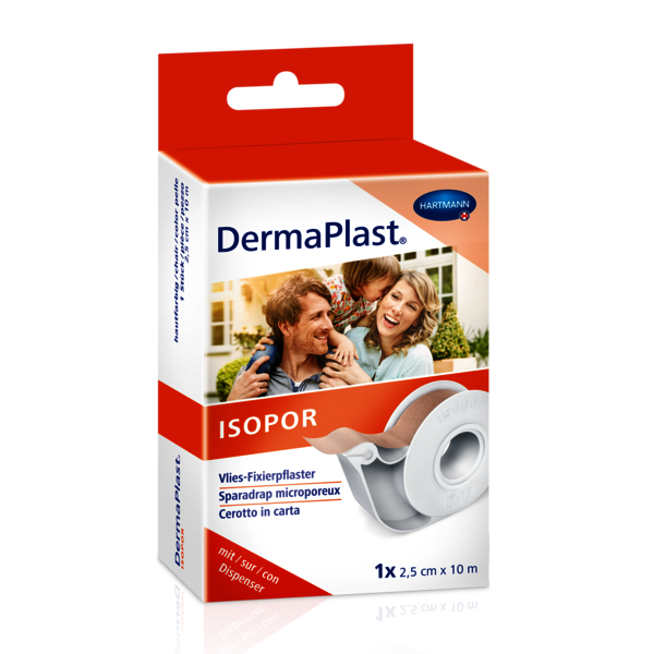 DermaPlast® Cerotto di fissaggio Isopor 2,5 cmx10 m vello color pelle dispenser