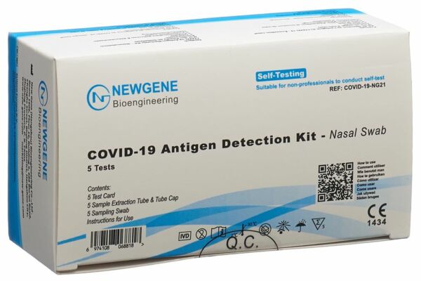 NEW GENE COVID-19 Kit di rilevamento dell'antigene Tampone nasale 5 pezzi