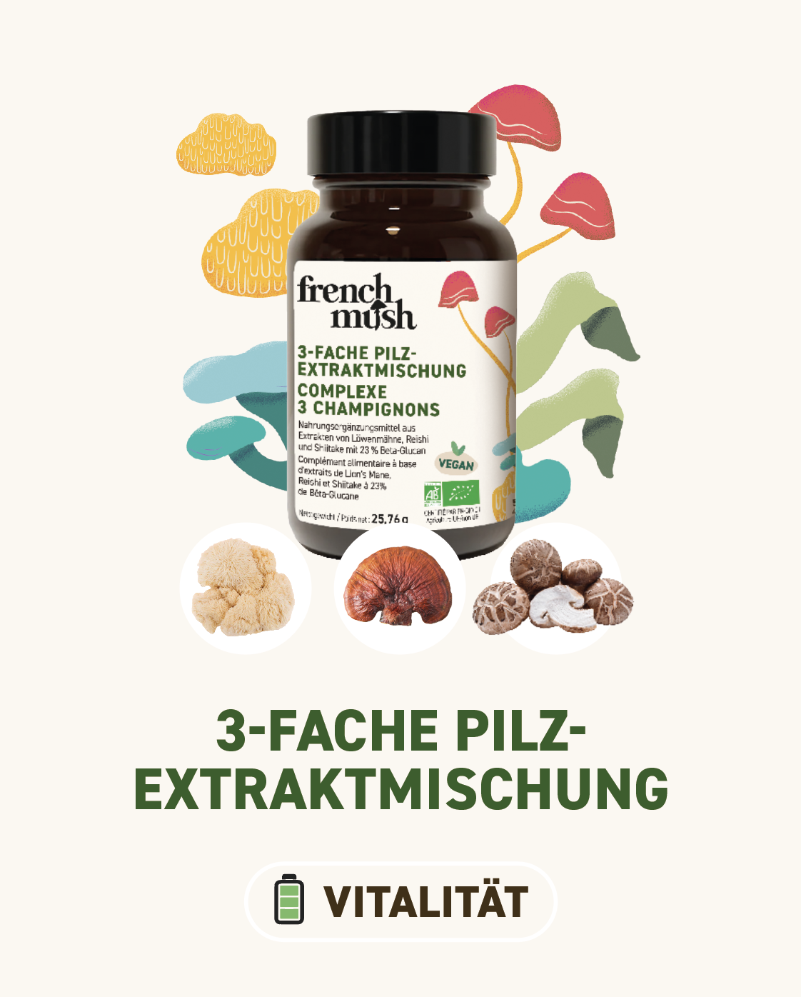 French Mush Miscela di estratti di funghi 3 volte in capsule 56 pezzi