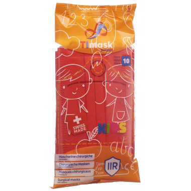 TImask maschera medica monouso tipo IIR KIDS rosso 10 pezzi