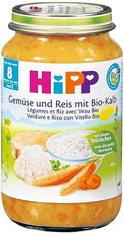 HIPP Verdure e riso con vitello 8M vaso biologico 220g