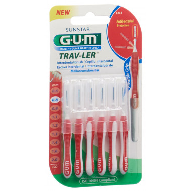 GUM Trav-Ler 0,8 mm ISO 1 cilindrico rosso 6 pezzi