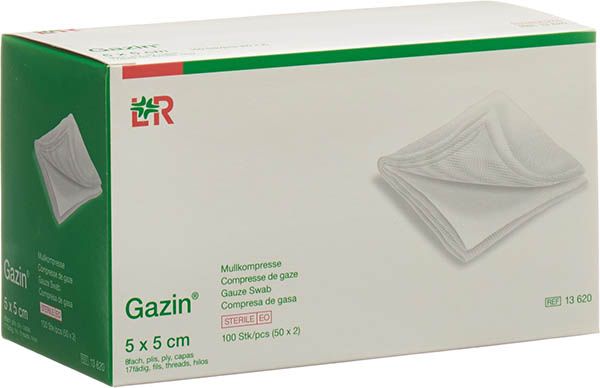 Gazin garza compressa 5x5cm a 8 pieghe sterile 50 x 2 pezzi