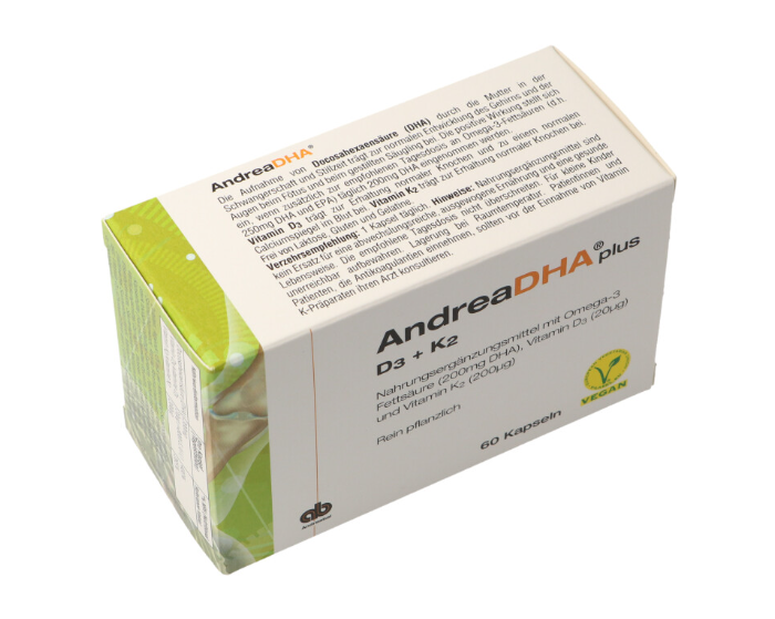 AndreaDHA più Omega-3 Vitamina D3 + Vitamina K2 Capsule vegane 60 Capsule