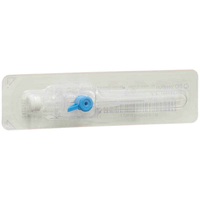 BD Venflon Venenverweilkatheter mit Zuspritzventil 22G 0.8x25mm Luer-Lok blau 50 Stück