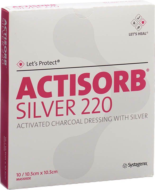 Actisorb Silver 220 medicazione al carbone 10,5x10,5 cm 10 pezzi