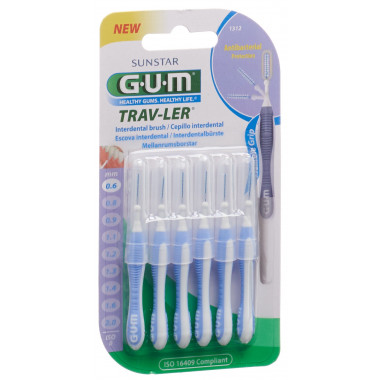 GUM Trav-Ler 0,6 mm ISO 1 cilindrico viola 6 pezzi